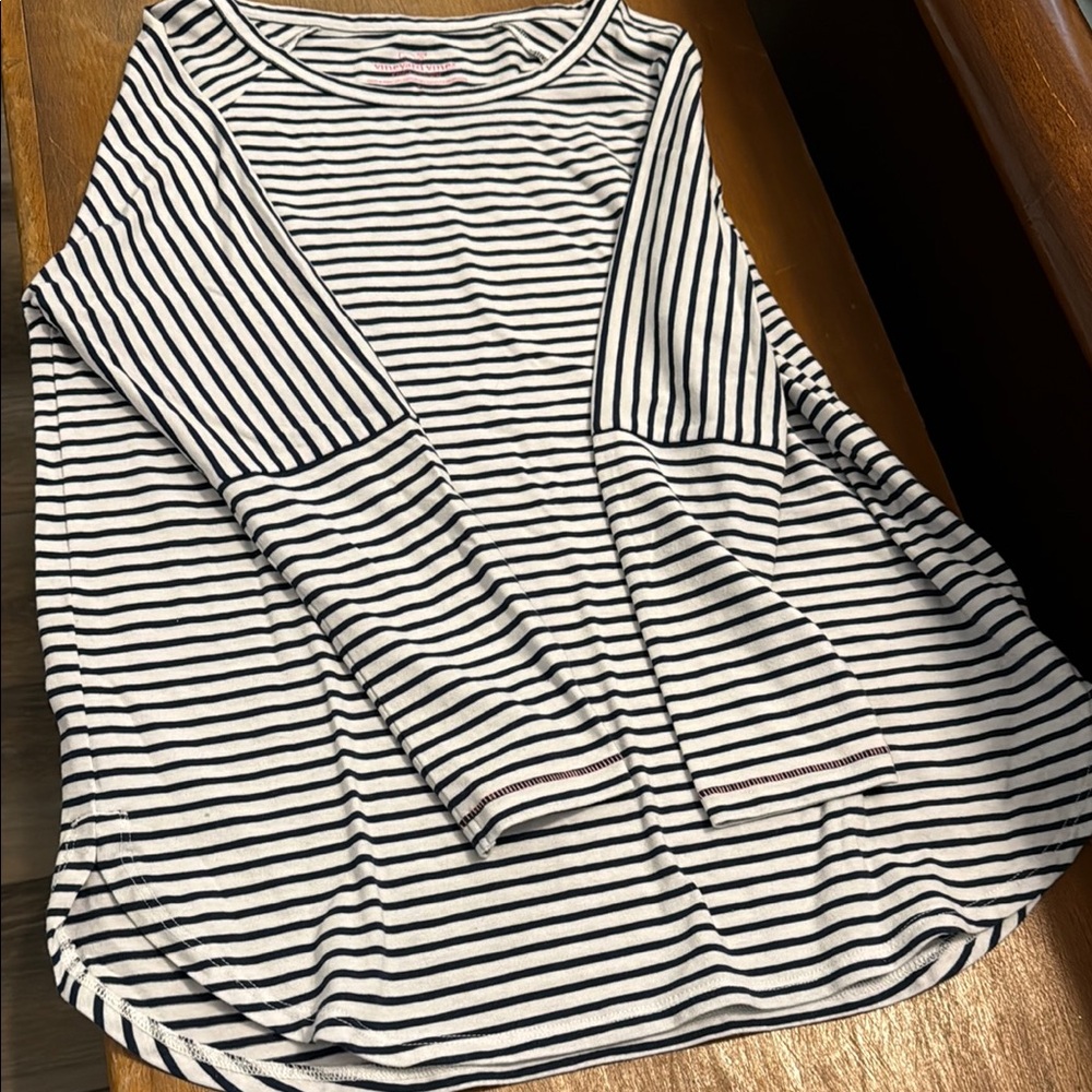 Striped Navy and White Women's Top